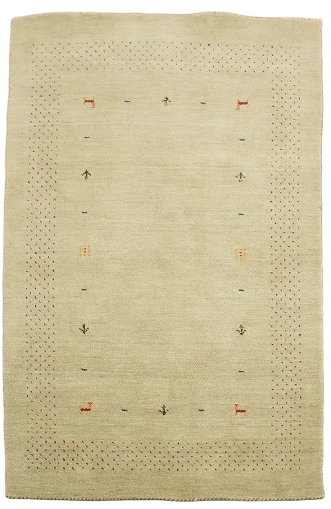 Elegant Minimalist Beige Area Rug with Subtle Embroidered Accents 4'x6'