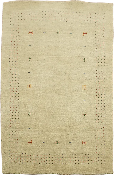 Elegant Minimalist Beige Area Rug with Subtle Embroidered Accents 4'x6'