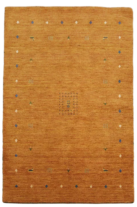 Refined Earthy Modern Gabbeh Rug with Delicate Geometric Patterns 4'x6'