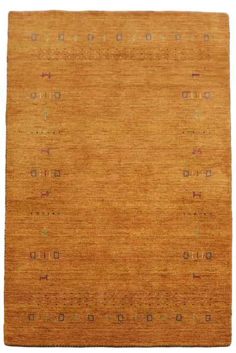 Warm Autumnal Hues: Timeless Hand-made Gabbeh Rug 4'x6'