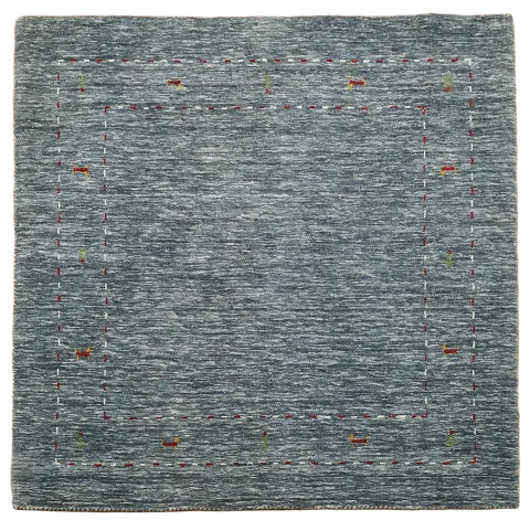 Blue Square Gabbeh Rug with Subtle Red Accents for Modern Spaces 5'x5'