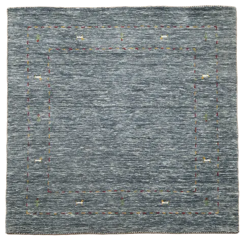 Modern Square Blue Rug in Timeless Gray with Subtle Detailing 5'x5'