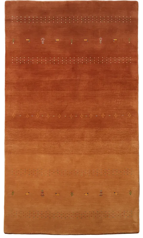 Warm Earth-Toned Gabbeh Area Rug with Subtle Artistic Patterns 5'x8'