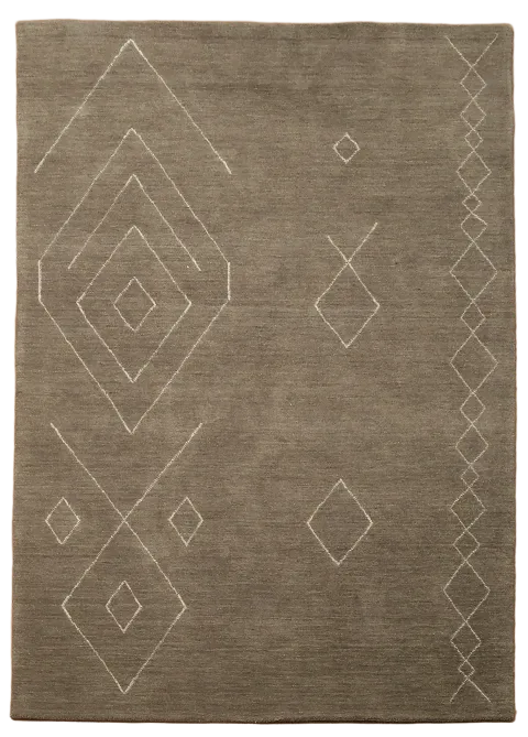 Contemporary Warm Taupe Sand Gabbeh Rug with Sleek Geometric Pattern 5'x7'