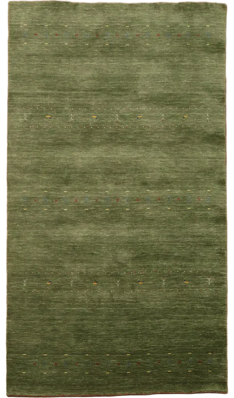 Green Gabbeh Area Rug Featuring Minimalistic Design 6'x9'