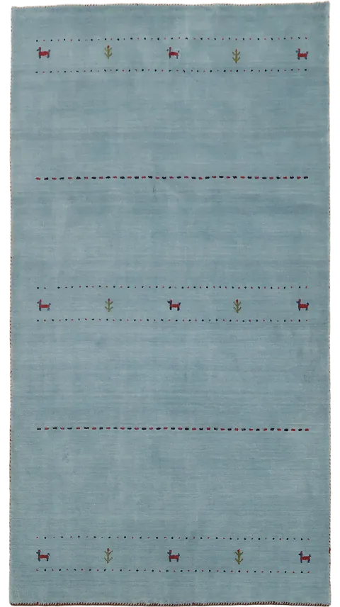 Contemporary Blue Gabbeh Rug with Artistic Minimalist Design 5x8 ft