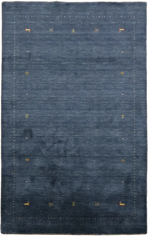 Elegant Blue Gabbeh Area Rug with Subtle Geometric Patterns 5'x8'