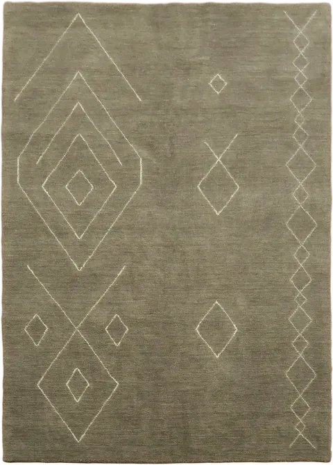 Neutral Tones and Geometric Patterns in a Luxurious Woven Rug 5'x7'