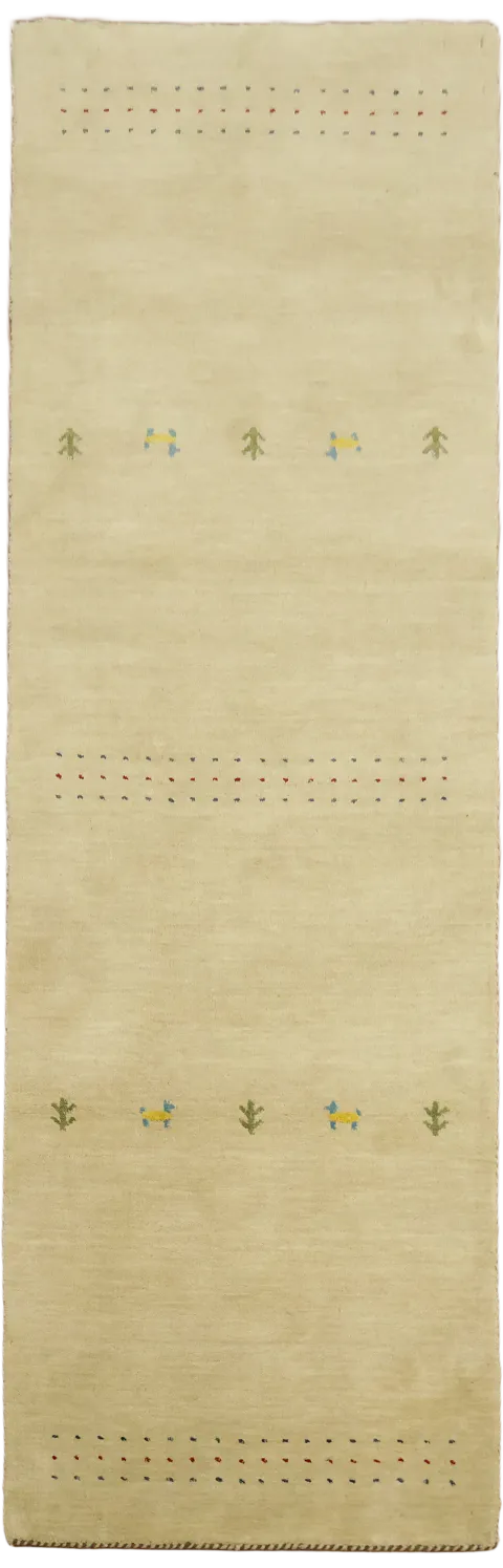 Minimalist Beige Rug with Subtle Geometric Embellishments 3'x8'