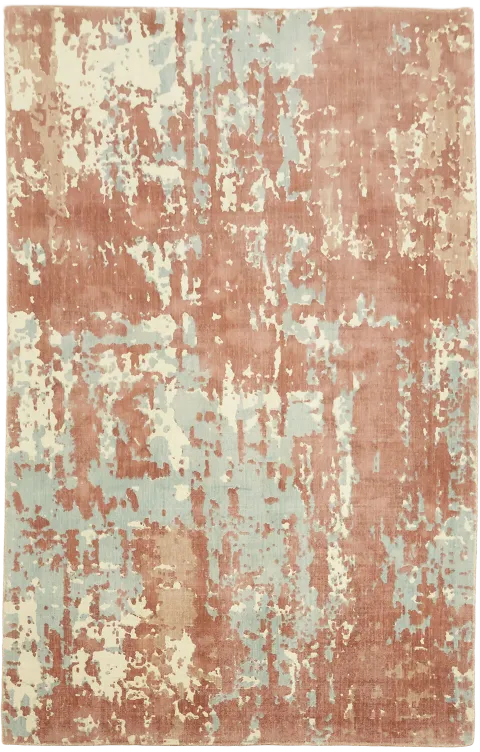 Modern Abstract Terracotta Rust Area Rug 5x8