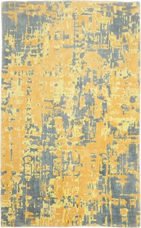 Contemporary Yellow & Gray Abstract Area Rug 5x8