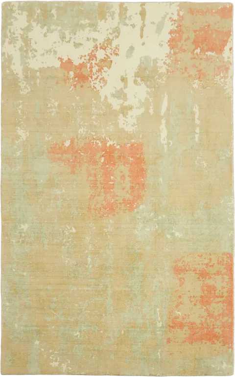 Contemporary Abstract Rug with Beige & Orange Accents 5x8