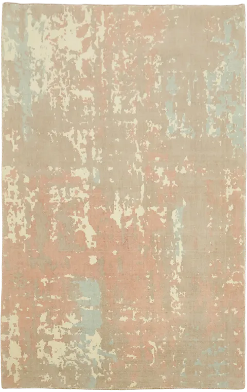 Contemporary Abstract Beige & Pink Area Rug 5x8