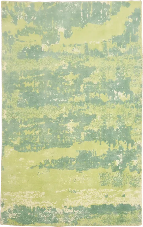 Modern Abstract Teal & Lime Green 5x8 Area Rug
