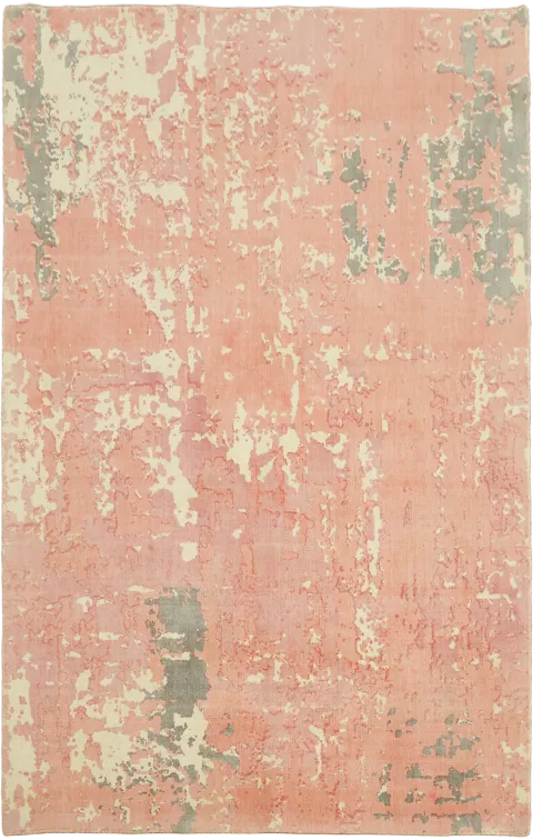 5x8 Hand-Knotted Coral and Grey Area Rug