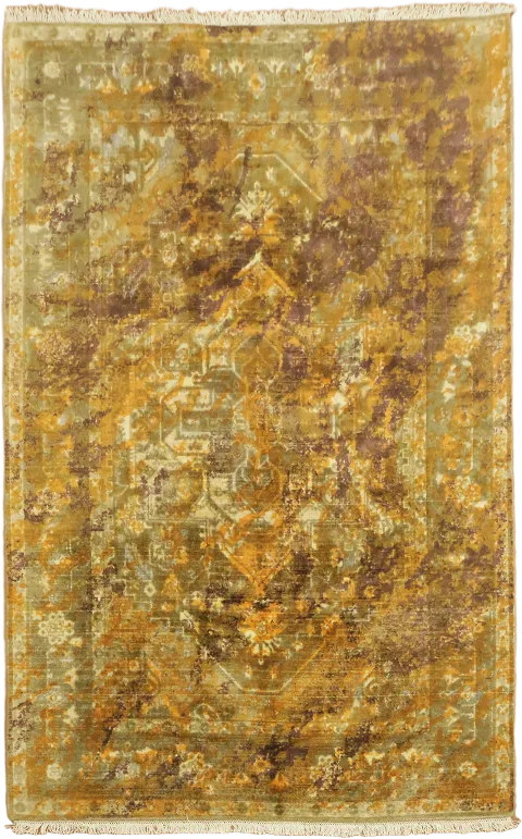 Modern Abstract Gold & Brown Area Rug 5x8