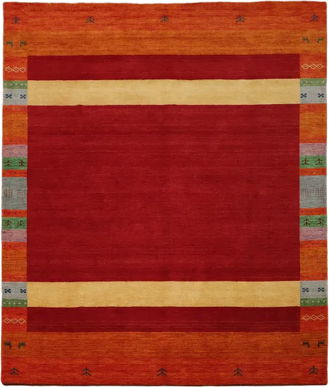 Contemporary Red and Orange Rug with Bold Symmetrical Design 8x10