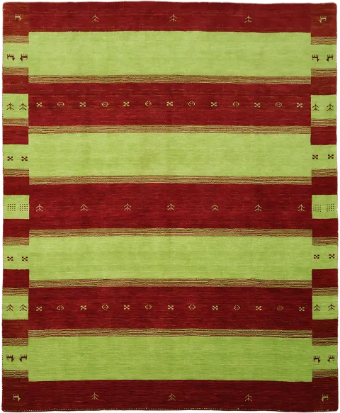 Bold Red and Green Stripes Pattern Rug for Stylish Interiors 8x10 ft