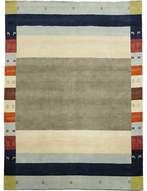 Stunning Gabbeh Multicolor Frame Rug for Elegant Modern Interiors 9' 11'' X 8' 6''