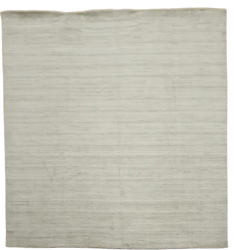Neutral Toned Solid Ivory off-White with Silver undertone Gabbeh Square Rug 11'x12'