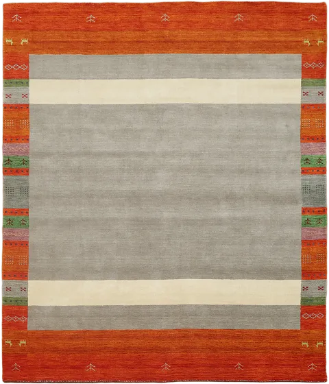 Modern Designer Rug With Luxury Texture and Colorful Border 8'x10'
