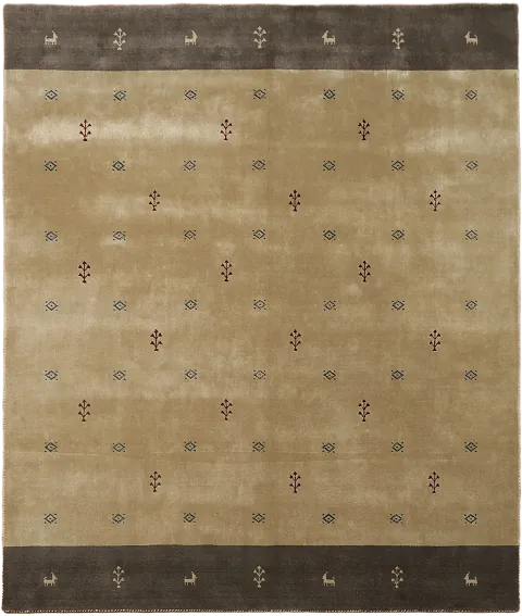 Traditional Hand-Knotted 8x10 Beige Gabbeh Area Rug