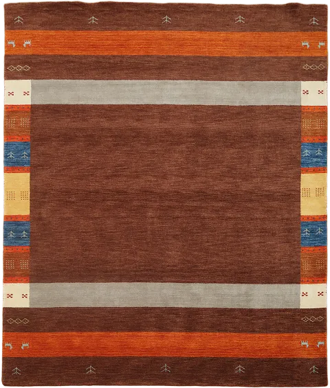 Contemporary Southwestern: Rich and Vibrant Borders Gabbeh Rug 8x10