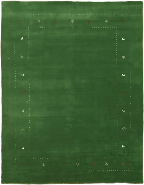 Elegant Green Area Rug with Subtle Embroidered Details 9'x12'