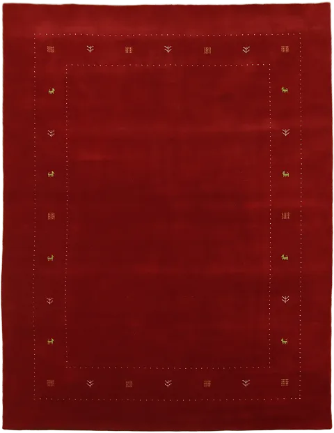 Elegant Deep Gabbeh Red Rug with Minimalist Decorative Borders 9'x12'