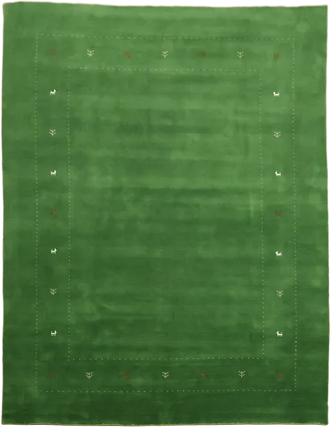 Contemporary Green Gabbeh Rug with Minimalist Design 10x13 ft
