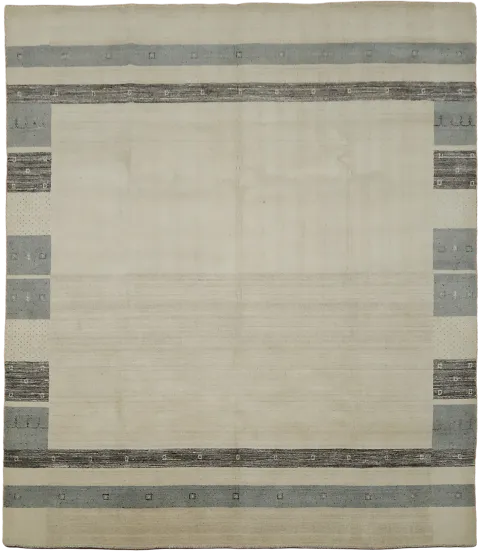 Elegant Gray Bordered Rug: Minimalist Design for Modern Living 8x10 ft