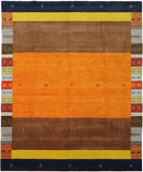 Bold Orange and Brown Hues in Modern Gabbeh Rug 8'x10'