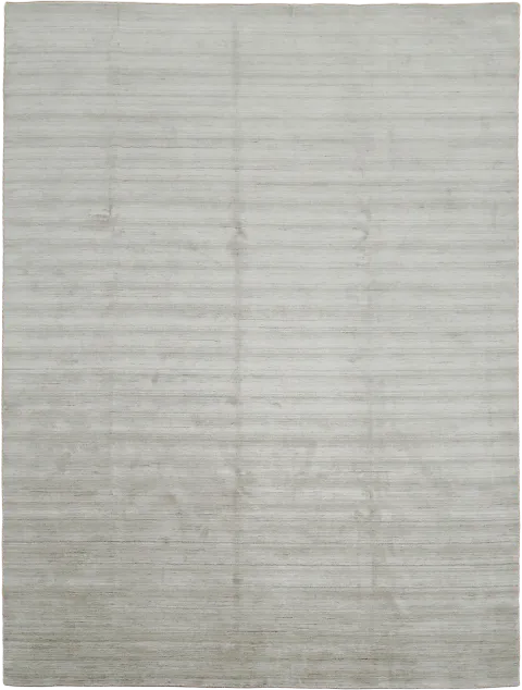 Minimalistic Gabbeh Silk Gray Area Rug Featuring Textured Linear Design 9'x12'