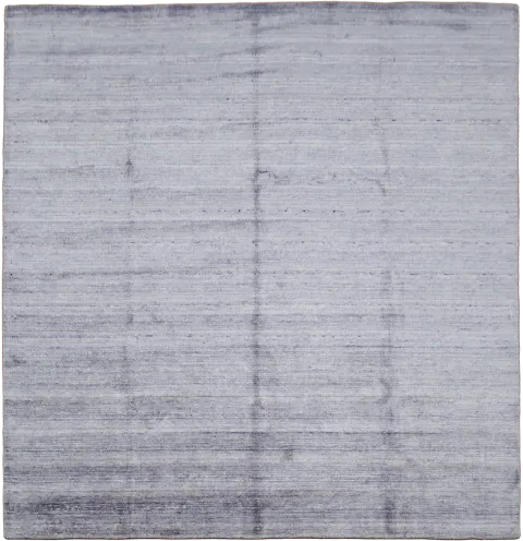 Chic Gray Silk Rug with Lavender Undertone for Modern Minimalist Space 8'x8'