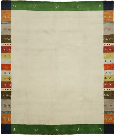 Ivcory Gabbeh Rug with Colorful Striped and Minimalist Charm 8x10