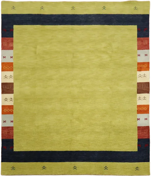 Chartreuse Pistachio Green Gabbeh Hand-Knotted Wool Rug 8x10