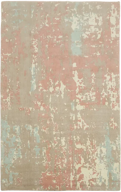 Contemporary Distressed Abstract Rug Style in Pink Taupe and Blue 5' x 8'