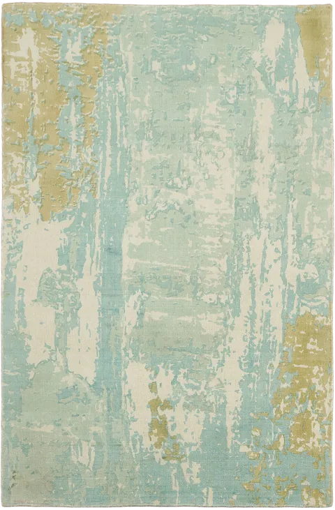 5x8 Contemporary Abstract Area Rug in Mint Green & Gold