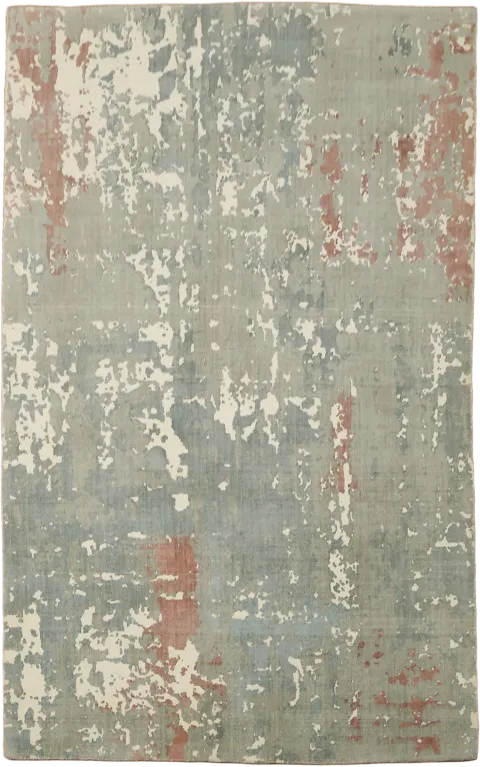 5x8 Hand-Knotted Sage Green Abstract Oriental Area Rug