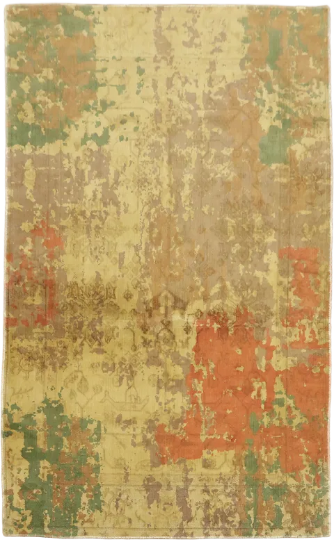 5x8 Abstract Oriental Hand-Knotted Wool Rug