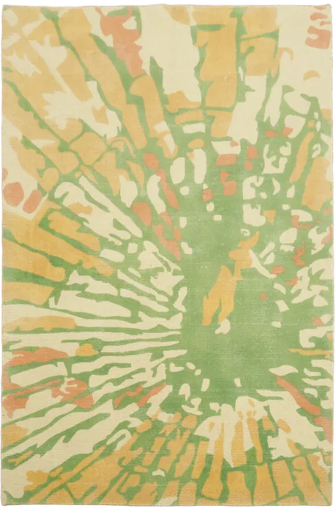 5x8 Modern Abstract Area Rug in Sage Green & Peach