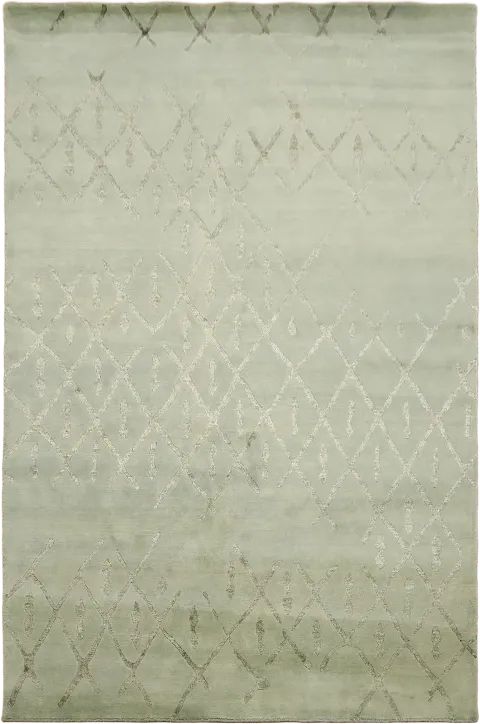 Contemporary Pastel Green Nepalese Rug with Delicate Diamond Design 5'x8'