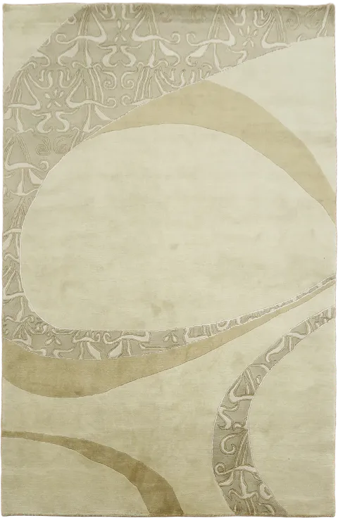 Beige Abstract Nepalese Area Rug 5x8