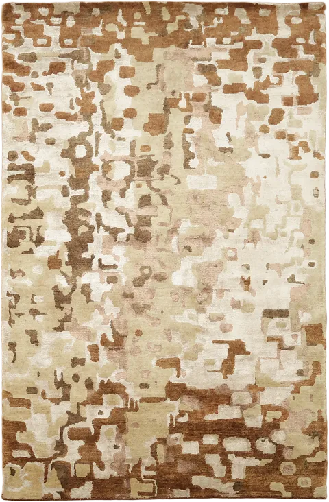 Nepalese Abstract Ivory & Brown Area Rug 6x9