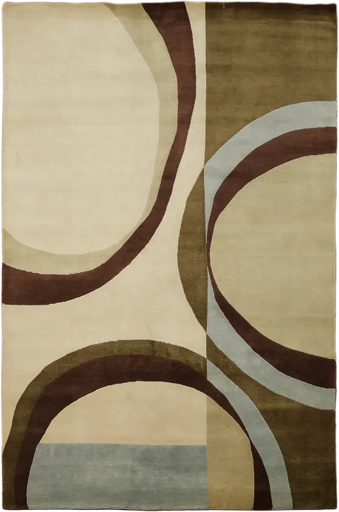 Modern Abstract Circles Area Rug 6x8