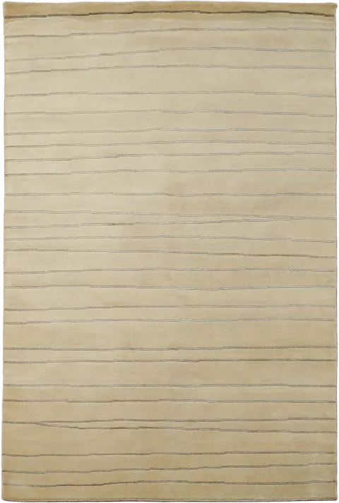 Nepalese Hand-Knotted Beige Striped Area Rug 6x8