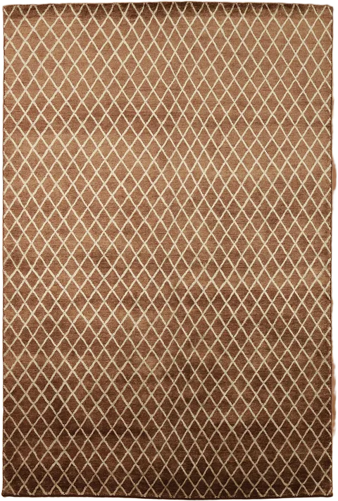 5x8 Nepalese Brown Area Rug featuring Diamond Pattern