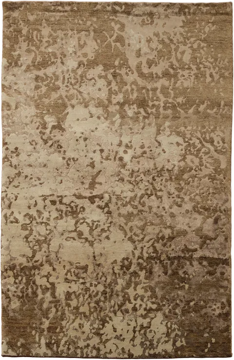 Nepalese Brown Abstract Area Rug 5x8
