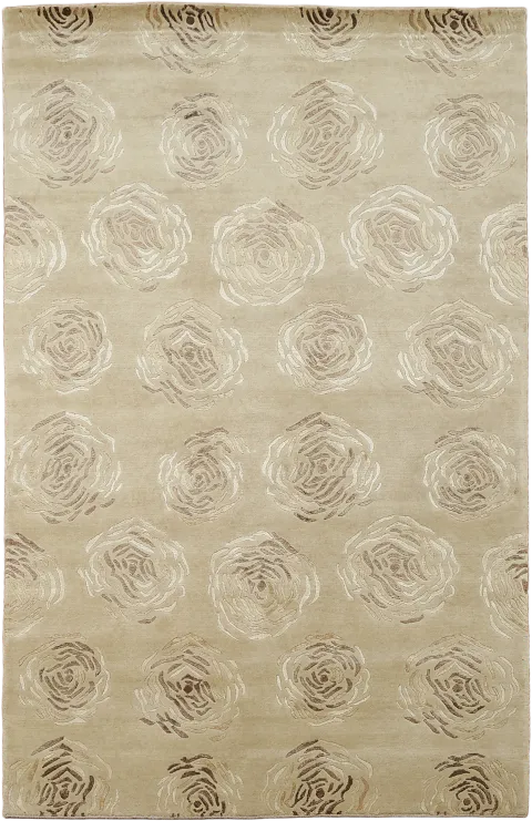 Nepalese Floral Beige Area Rug 6x9
