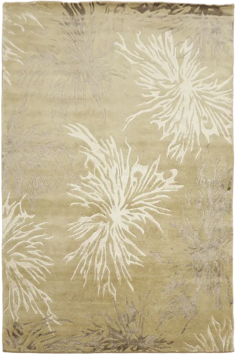 Nepalese Abstract Beige Area Rug 6x9